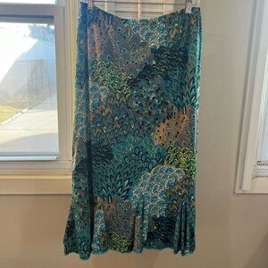 Hypnotized Women’s Blue Green Brown Paisley Flared Long Skirt Size Large NEW